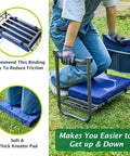 Person using Beefy Heavy Duty Garden Kneeler And Seat With Thick Kneeling Pad Foldable Gardener Stool With Tool Pouch Converts To A Chair 3 In 1 Design Supports Up To 838 Lbs Great Gift For Gardeners outdoors.
