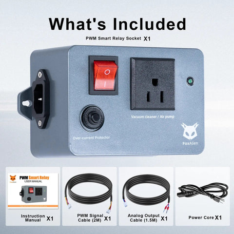 Slick Pwm Smart Relay Interface For Cnc Routers Vfd Spindles Dust Collectors Air Assist Pumps Engraving Modules Easy Mainboard Plug In Automation Control Switch Hub with manual and cables.