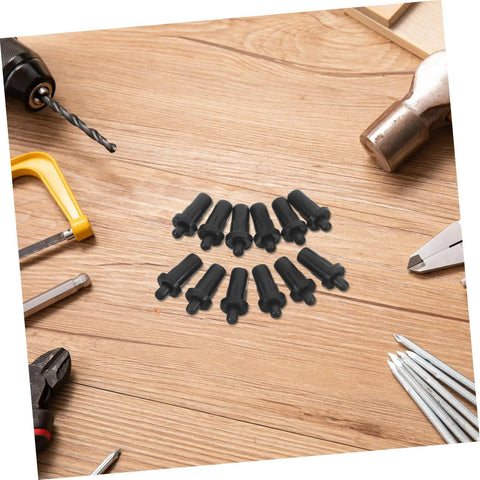 24 Pieces Cabinet Door Repair Dampers Kit for Quiet Close and Easy Install, black durable plastic dampers on wooden surface