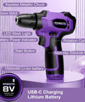 139 Piece Cordless Drill Set With Li Ion Battery 8V Power Drill Type C Charging Portable Basic Home Tool Kit for DIY Projects