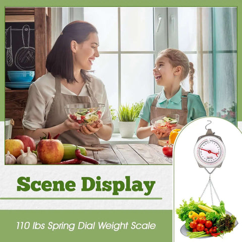 Two Pack 110 Lb Large Display Hanging Scales With Scoops And Chains For Produce Kitchen Dial Weight Scales For Shopping Travel
