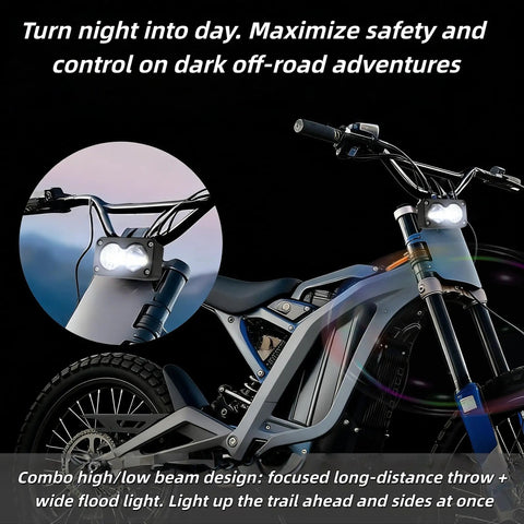 Plug And Play Dirt Bike LED Headlight Kit With 20W Bright White Light 6000K To 6500K Includes Mounting Bracket And Wiring Harness