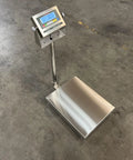 Straight Up 16 By 20 Inch Floor Scale With No Sweat Waterproof Washdown Deck NTEP Legal For Trade Certified 400 Pound Capacity on concrete floor.