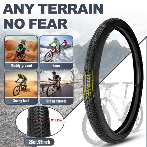 Two Pack 26x1.95 Mountain Bike Tires With Tubes And Tire Levers Puncture Resistant 26 Inch MTB Tire Kit for various terrains