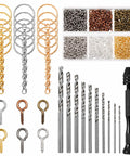 Hella Durable Zinc Alloy Hand Drill Set With Six Hundred Eye Screws Ten Precision Bits And Fifteen Keychain Rings Sweet For Resin Crafting DIY Epoxy Molds and Creative Hobby Vibe Projects