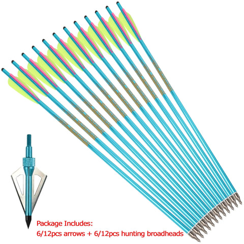Aluminum Crossbow Bolts 20 And 22 Inch Arrows With Screw In Broadheads For Hunting And Target Practice, 7075 T6 Alloy Shaft