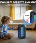 Child sitting near 2 In 1 Mosquito Zapper For Indoor And Outdoor Use With 8000mAh Battery USB Rechargeable LED Light Portable Fly Trap in living room