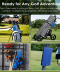 Magnetic Golf Scorecard Holder With Premium Leather All In One Design Blue on golf cart and storage racks for accessibility