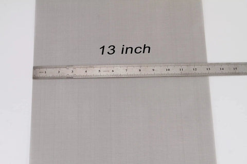 Fine Weave Stainless Steel Wire Mesh Roll 13 By 40 Inch 30 Mesh Food Grade 304 with measuring scale, showing 13 inch width.