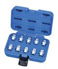 10 Piece Lug Nut Key Set for Your Car Wheel Locks Anti Theft Spline Keys 0 to 9 Points in blue case, top view