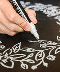 Hand drawing floral design on Double Sided Magnetic A Frame Chalkboard Sign Extra Large 20 By 40 Inch Sandwich Board For Outdoor Sidewalk Use With Chalk Marker Chalk And Eraser Black.