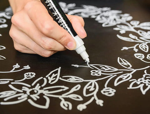 Hand drawing floral design on Double Sided Magnetic A Frame Chalkboard Sign Extra Large 20 By 40 Inch Sandwich Board For Outdoor Sidewalk Use With Chalk Marker Chalk And Eraser Black.