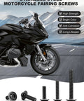 Pro Grade Motorcycle Fairing Bolt Kit Titanium Stainless Steel Universal Sportbike Fasteners M5 M6 Hardware Upgrade For Street Whips And Track Runs, showing various screws next to motorcycle.