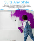 24 Inch Drywall Access Panel Metal Wall Door Thick 1.2mm Steel Built Tough And Rock Solid Super Clean Look Total No Fuss Install being painted white.