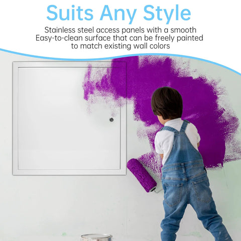 24 Inch Drywall Access Panel Metal Wall Door Thick 1.2mm Steel Built Tough And Rock Solid Super Clean Look Total No Fuss Install being painted white.