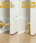 Magnetic Door Stop 2 Pack Heavy Duty Stainless Steel No Drill Wall Or Floor Mount With 3M Tape Or Screws Strong Magnet Keeps Doors Open Full Round Head Golden Finish