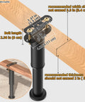 Set Of Four Heavy Duty Metal Bed Support Legs With Adjustable Height From 7 To 13 Inches attached to wooden slats with size measurements.