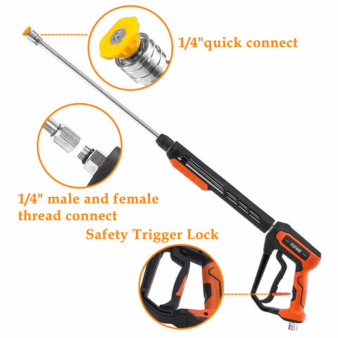 Beast Mode 5000 PSI Pressure Washer Gun Kit with Replacement Wand Extension, 5 Nozzle Tips, M22 Fitting, 1/4 Inch Quick Connect Female
