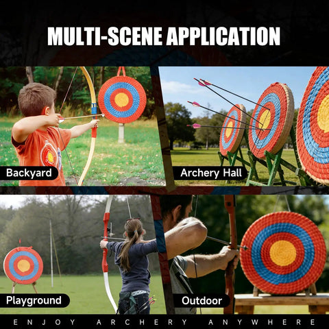 Backyard Archery Target Three Layer Thick Straw Circular Target with color rope for bow shooting in various outdoor scenes