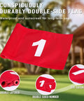 Double-sided red number flag for Two Pack 3Ft Golf Flagstick Mini Putting Green With Hole Cup Set, outdoor background