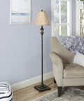 Traditional Resin Floor Lamp With Bell Shade In Golden Bronze Finish 60 Inch Tall 14 Inch Base Classic Pedestal Style