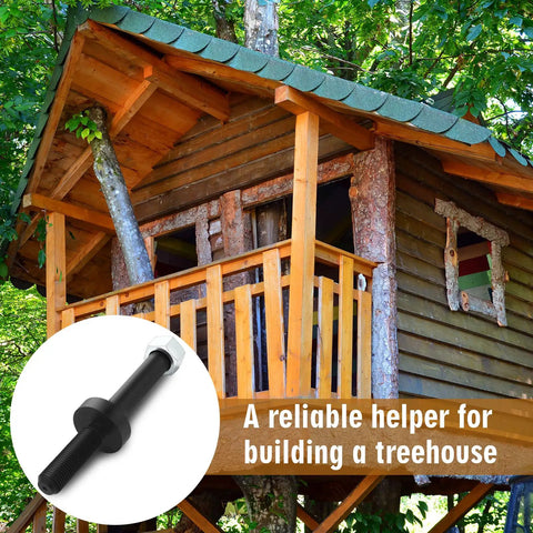 Treehouse Perch Hardware Kit With 1.25 By 6 Inch Black 4140 Steel Bracket And 3 By 1 Inch Collar Galvanized Hex Nut All In One Tree Fort Attachment Bolt Set For Easy Assembly