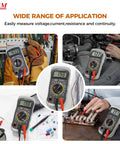 Versatile Digital Multimeter 600 Volt AC DC Voltage Meter With Backlit LCD Display 10 Amp DC Current 40 Meg Ohm Resistance Audible Continuity Diode And Battery Test Leads Included Durable Portable Tool With Holster Case in use across various environments.
