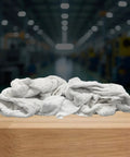 Recycled White Terry Cloth Rags 10 Lb Box High Absorbency Shop Towels in industrial setting