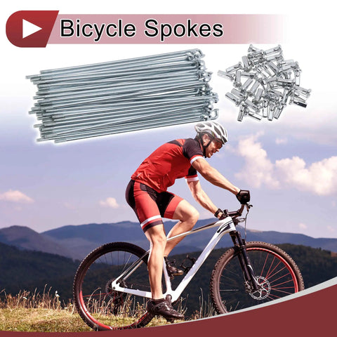 38 Piece 12G Bicycle Spokes Set 135mm Carbon Steel Galvanized Silver Tone Wheel Spokes For Road And Mountain Bikes Replacement Kit