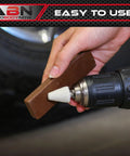 Person using Aluminum Polishing Buffing Kit for Cars and Motorcycles 14 Piece Drill Buff Attachments with compound