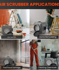 Air Scrubber Negative Air Machine With Three Stage Filtration And 16 Inch Inlet shown in various applications for home and commercial use