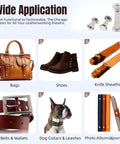 Leather Craft Chicago Screw Kit applications including bags, shoes, knife sheaths, belts, dog collars, and journals