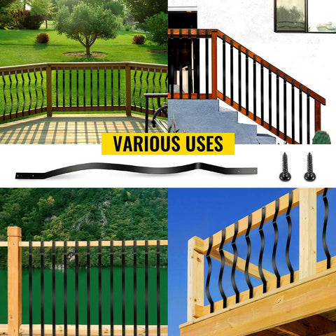 Wave Arc Aluminum Deck Balusters 32.25 Inch Long 51 Pack With Screws for Wood and Composite Deck Rails in various uses