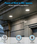 TORCHSTAR 2-Pack 4-Inch 5CCT LED Recessed Light with J-Box, Wet Location installed on a covered porch during rain.