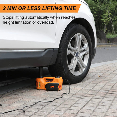 5 Ton 12V Electric Car Jack Kit With Portable Wrench And Tire Inflator Pump, LED Work Light And Warning Light, 4 In 1 Emergency Tire Change For SUV MPV Sedan, Garage Repair, Compact Yet Powerful
