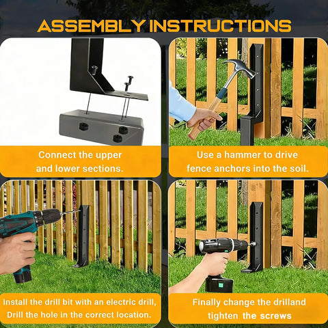 Assembly instructions for Two Pack Heavy Duty Fence Post Repair Kit Quick Fix For Broken Or Leaning Wooden Fences No Fuss Install