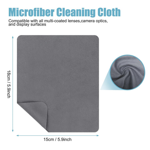 Gray microfiber cloth for electronics, camera lenses, eyeglasses; 10 Pack Microfiber Cleaning Cloths For Electronics, Camera Lenses, Eyeglasses, Phones And Laptops Safe Gentle Wipe Kit For Dust Smudges Fingerprints Oils Streak Free Screen Care 7.1x5.9 In Gray; dimensions 18cm x 15cm.