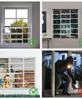 Real Deal Heavy Duty Tubular Steel Window Security Bars With Tamper Proof Mounting Hardware Adjustable Width Design And Rust Resistant Finish installed in various window settings with checked safety indicators.