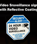 2-Pack Video Surveillance Signs, 10 X 10 Aluminum Security Warning Reflective Signs For Indoor Outdoor Use attached to fence