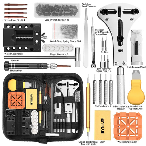 Deluxe 155 Piece Watch Repair Kit With Carrying Case Pro Grade Do It All Tools For Battery Replacement Band Link Removal Case Opener Spring Bar Tools Pin Punch And Precision Accessories For All Your Watch Needs