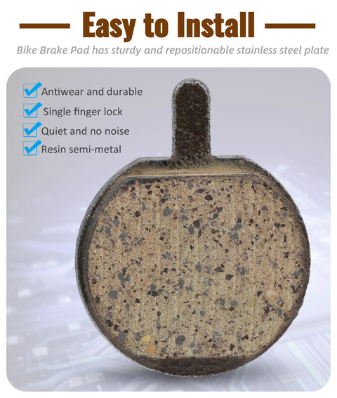 Five Pairs Semi Metal Bicycle And Scooter Disc Brake Pads For Front And Rear Replacement On Electric Bikes And Scooters High Performance Braking For Wet Or Dry Conditions close-up of one pad