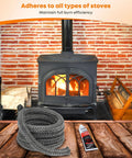 Stanbroil wood stove gasket kit, front view, with graphite-impregnated fiberglass rope and cement tube.