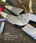 High Leverage Linesman Pliers 9 1/2 Inch With Round Nose For Precise Bends And Easy Wire Cutting with laser-treated cutting edges