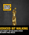 Pilot Point drill bit, titanium nitride coated, gold color, shown against a dark background