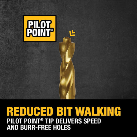 Pilot Point drill bit, titanium nitride coated, gold color, shown against a dark background