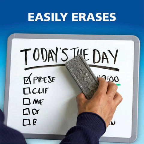 Person using Killer Dry Erase Whiteboard Cleaning Spray on a whiteboard to erase ink and marks smoothly.