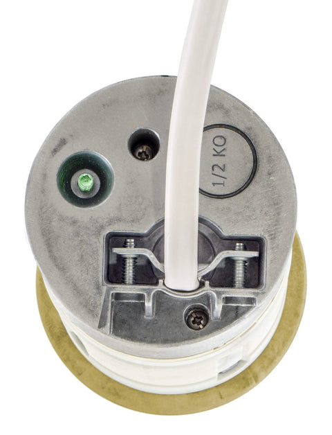 Tamper Resistant Pop Up Countertop Receptacle With Two Receptacles, Surface Or Flush Mount, 15 Amp 125 Volt, bottom view.