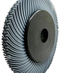 Works Like A Dream Heavy Duty 6 Inch Radial Bristle Brush 400 Grit Blue Type C with a curved bristle design for metal finishing.