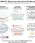 Diagram showing measuring instructions for 53mm White Threaded Cap for 3 and 5 Gallon Water Jugs Pack of 3 Easy Screw On Replacement Lids for 400 Neck Finish Fits American Maid Bottles Leak Proof and Durable