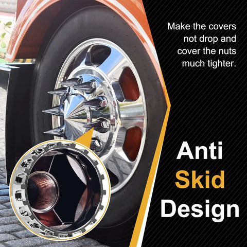 Chrome ABS Lug Nut Covers For Semi Trucks Spike Style Thread On Caps 32mm And 33mm Rust Resistant 40 Pack Mirror Finish Easy Fit